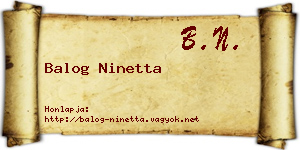 Balog Ninetta névjegykártya